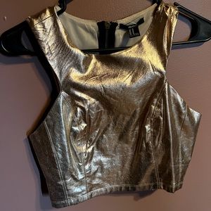 Forever 21 metallic copper / rose gold crop top M NWT